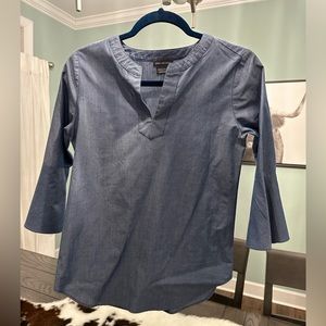 Shiny jean look with bell sleeves!!